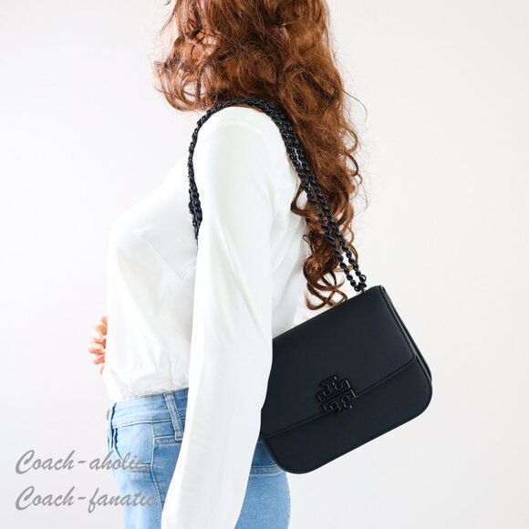 NWT Tory Burch Britten Matte Convertible Crossbody in Black - Picture 3 of 13